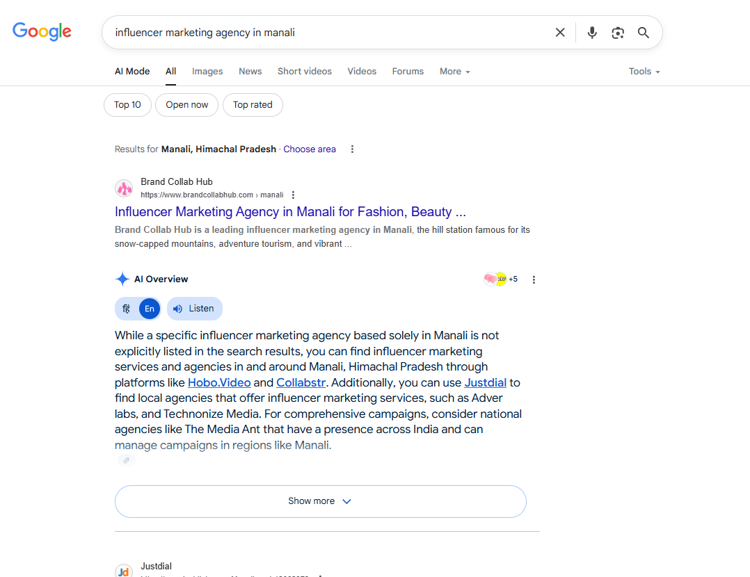 influencer marketing agency in Manali